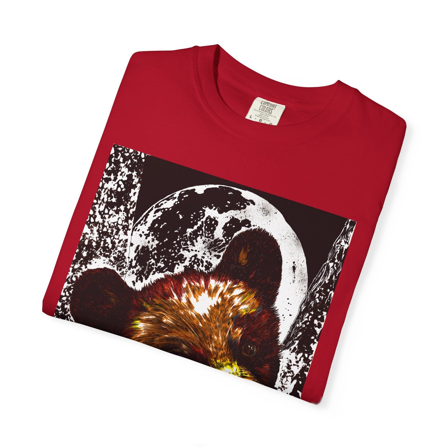 Moonlit Brown Bear Cub Unisex Garment-Dyed T-Shirt | Nature-Inspired Apparel