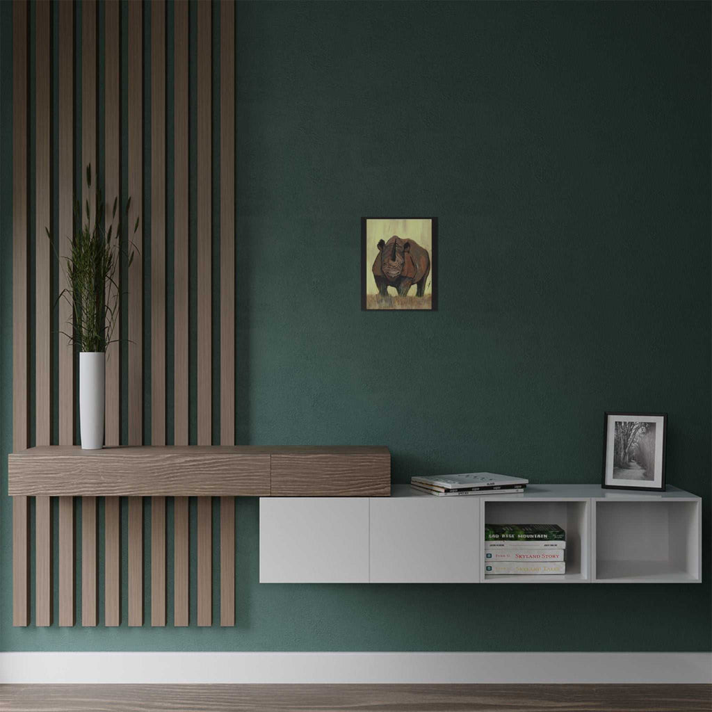 Discover the beauty of Rhino Wildlife Satin Poster - Majestic Rhino Art - Nature Decor - Majestic Rhino Art. Bring the wild into your home today!