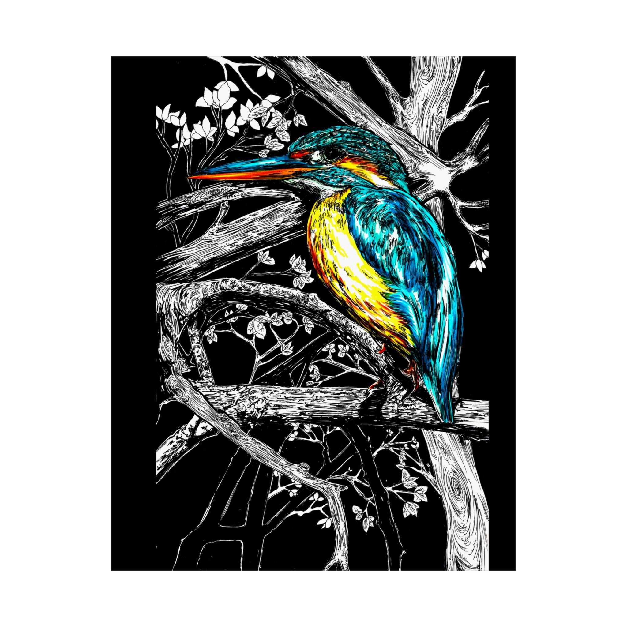Bring nature's beauty into your home with our stunning Kingfisher Satin Poster - 300gsm Art Print for Nature Lovers. Shop now!