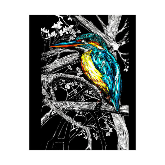 Vibrant Kingfisher Satin Poster - 300gsm Art Print for Nature Lovers