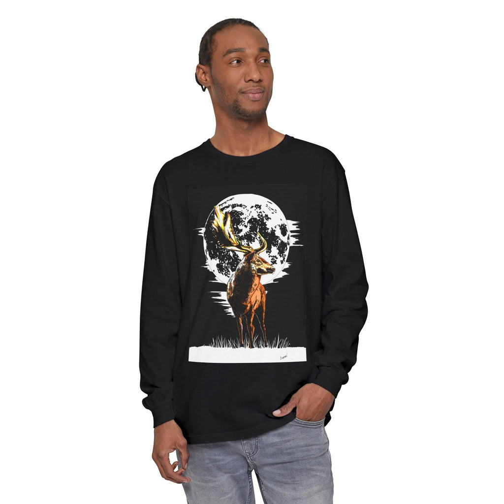 Moonlit Stag Long Sleeve T-Shirt - Unisex Nature Apparel
