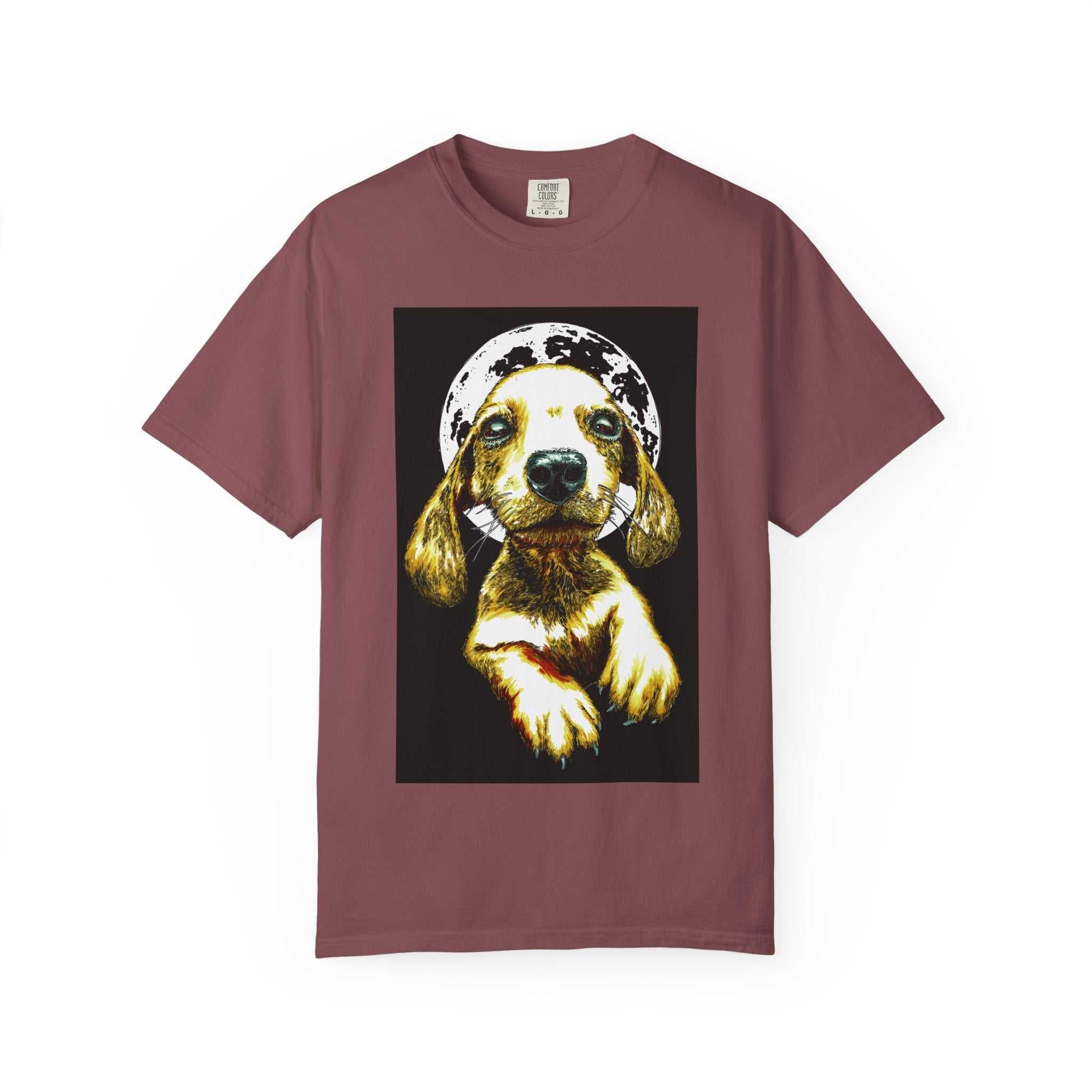 Shop our exclusive Unisex Garment-Dyed T-Shirt, Original Hand-Painted Puppy Art. Elevate your wardrobe with this unique piece!