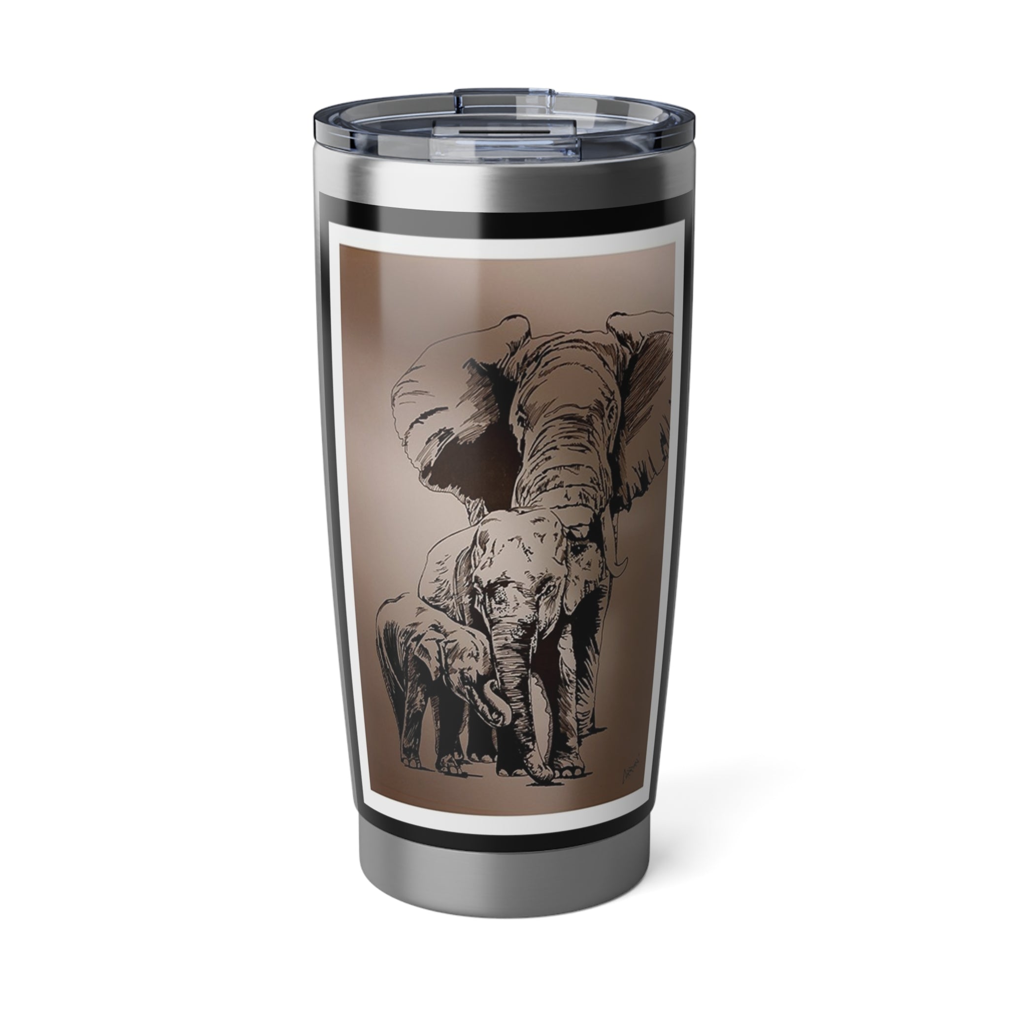 Elephant Art 20oz Tumbler, Gift Mug for Travelers