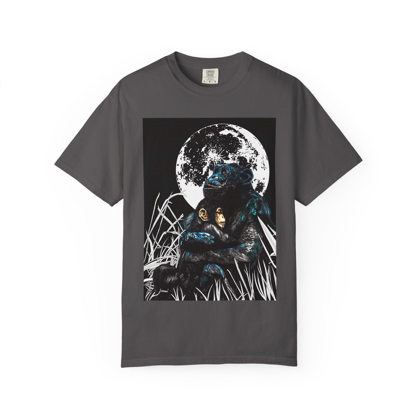 Moonlit Gorilla and Child Unisex Garment-Dyed T-Shirt