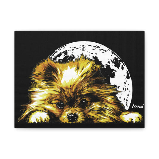 Pomeranian Moon Canvas Art Print- Dog Lover's Decor, 1.25" Stretched Print