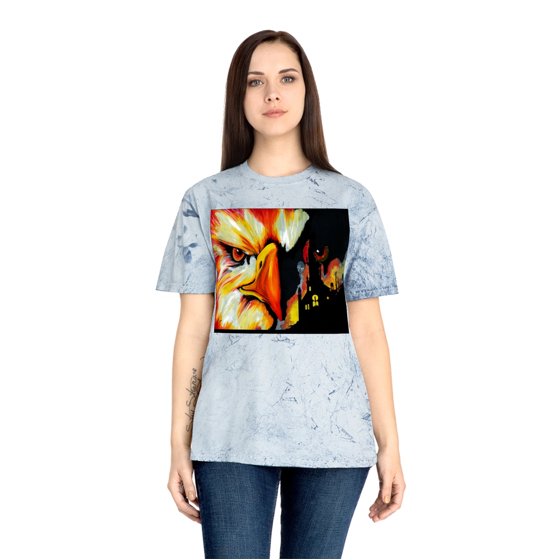 Phoenix Rising Color Blast T Shirt Original Hand Painted Art