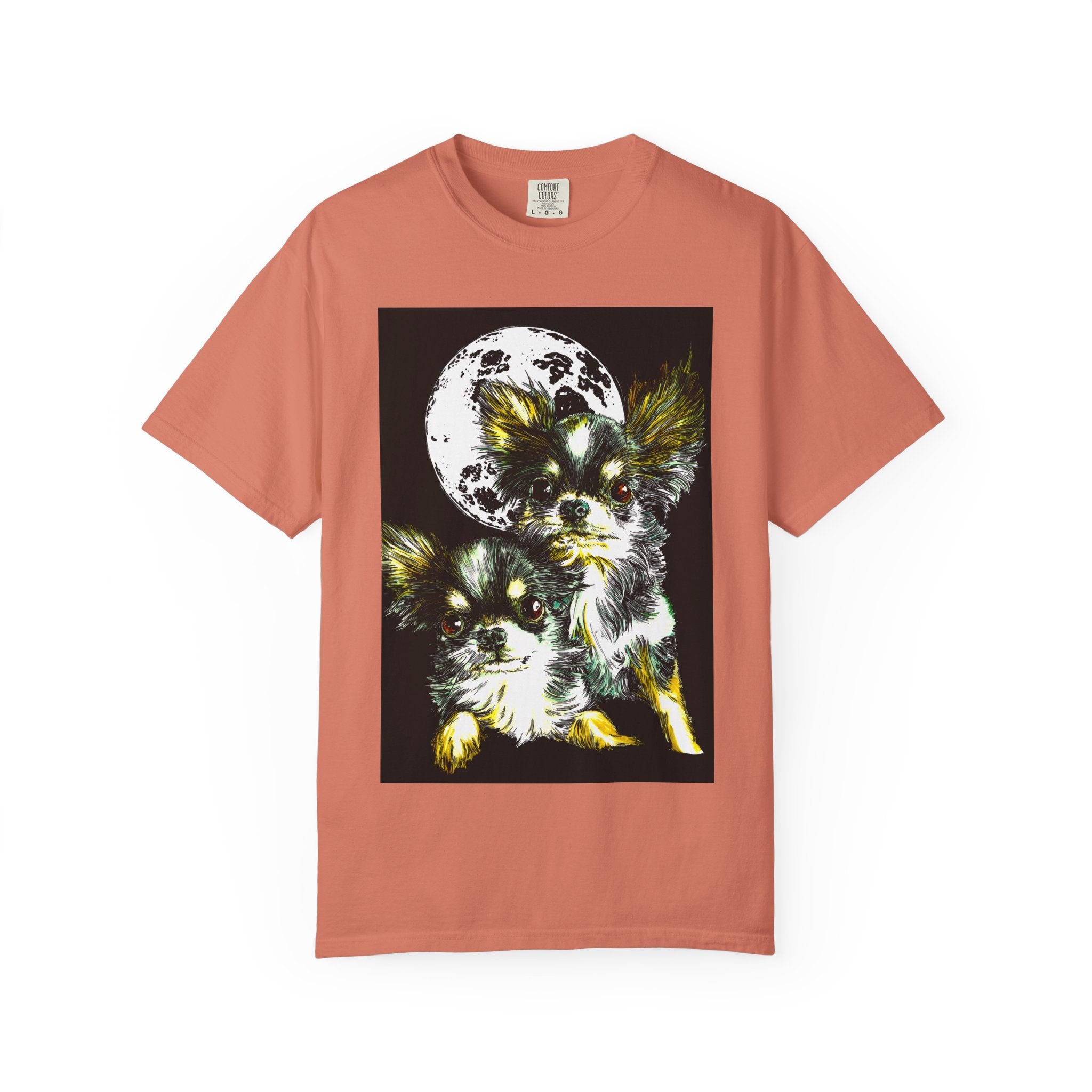 Cute Chihuahua Moon Night Unisex Garment-Dyed T-Shirt