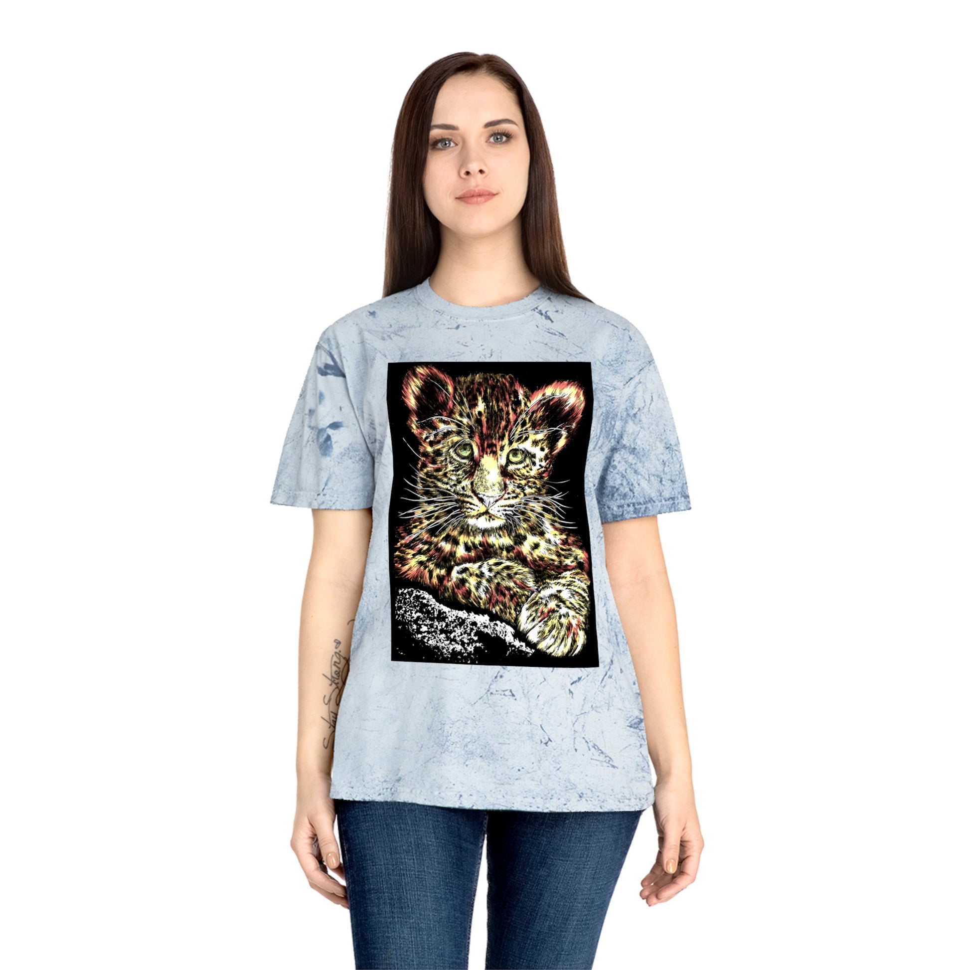 Majestic Leopard Color Blast T Shirt Original Hand Drawn Art