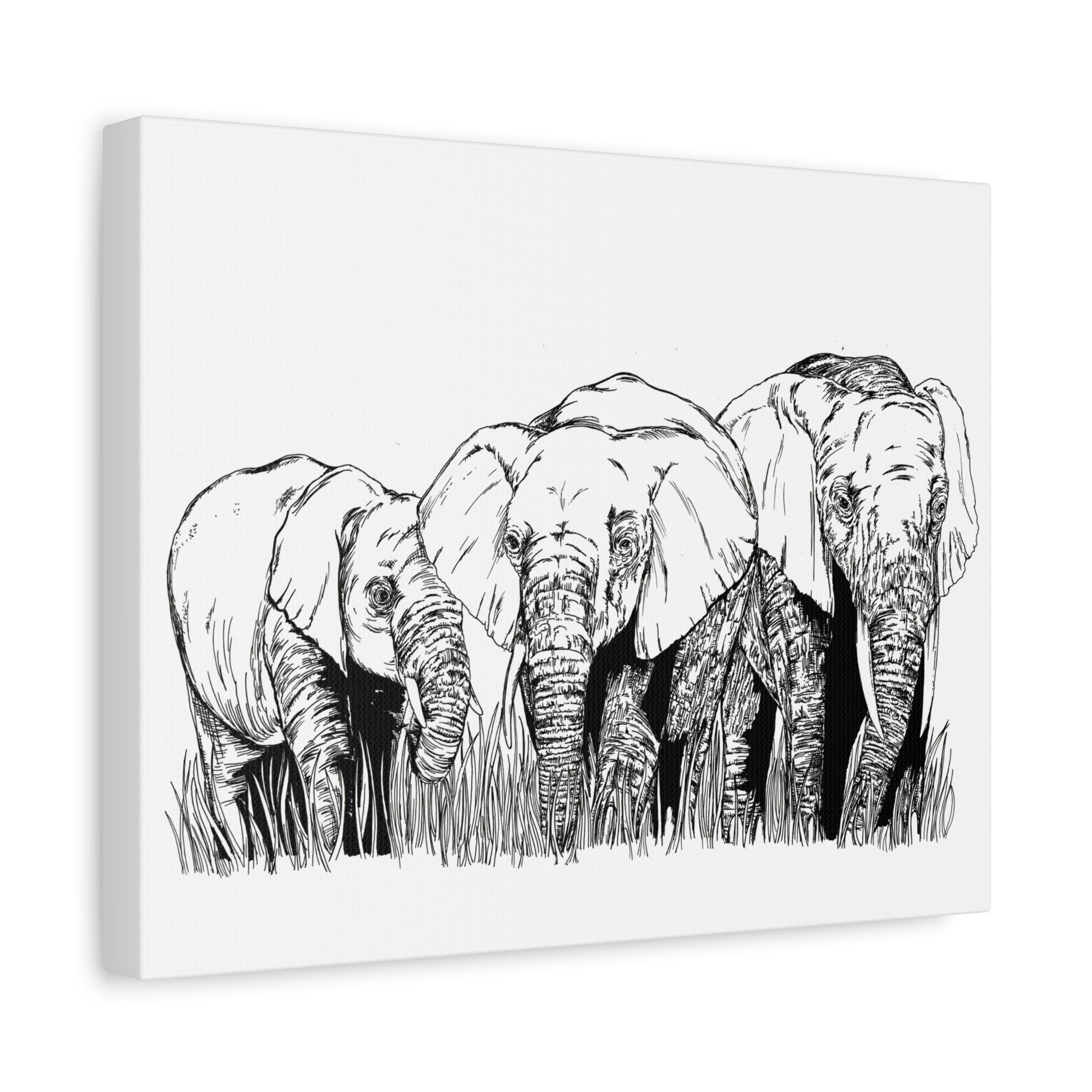 Elephant Family Art – Original Hand-Drawn Unique,