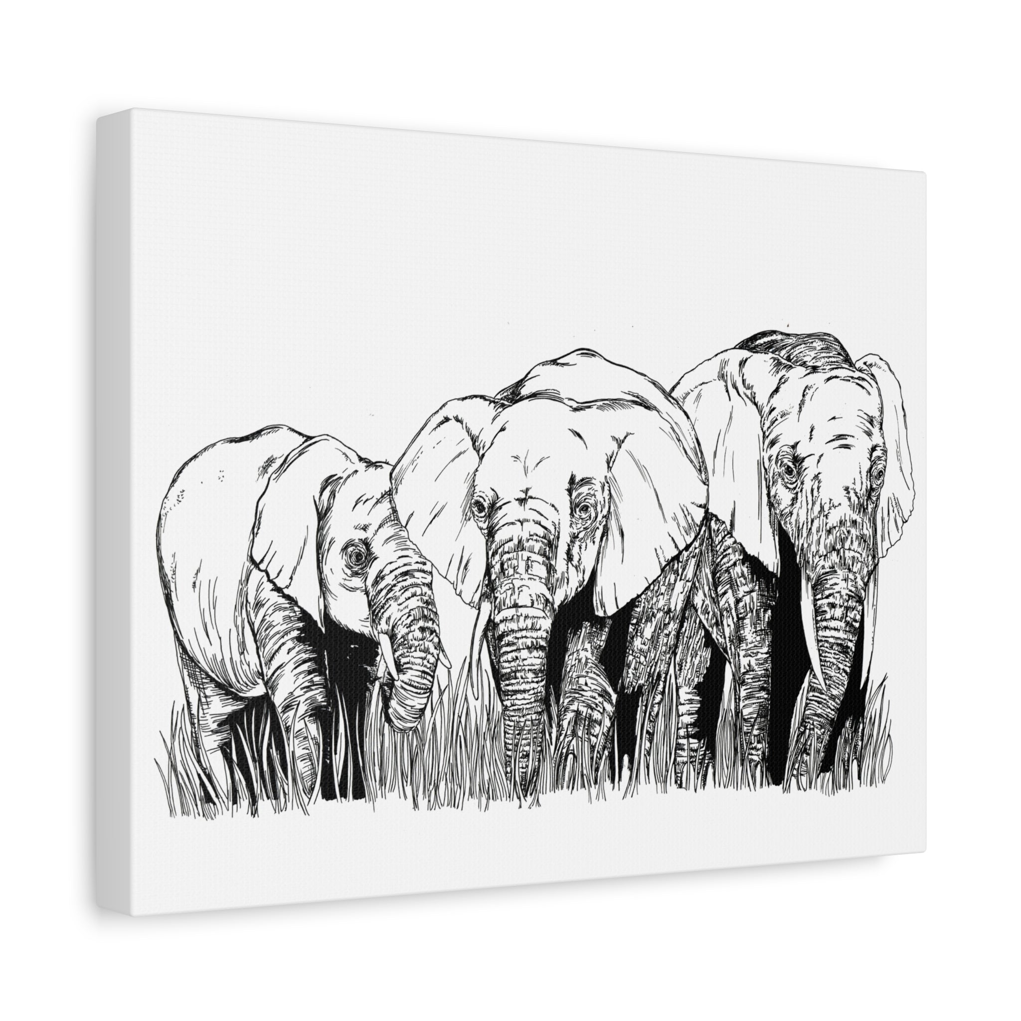 Elephant Family Art – Original Hand-Drawn Unique,