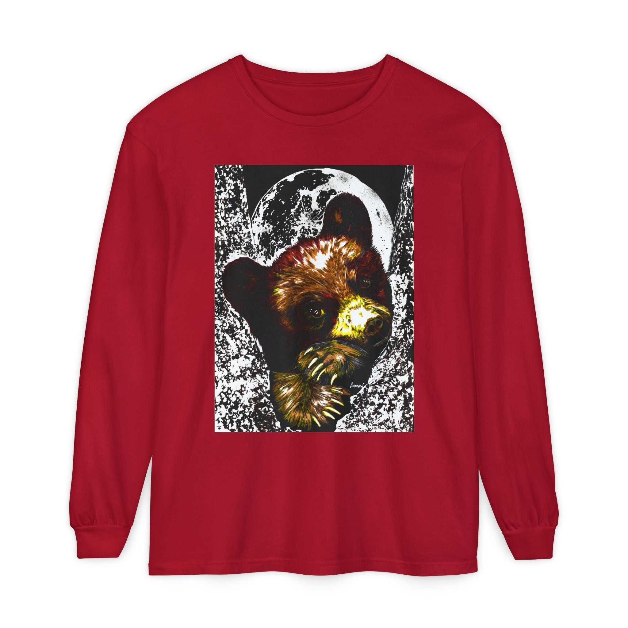 Moonlit Brown Bear Cub Unisex Long Sleeve T Shirt