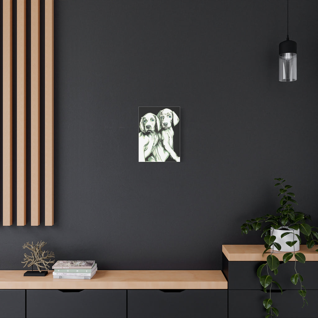 Two Puppies Art Canvas Print - Stretched Wall Decor