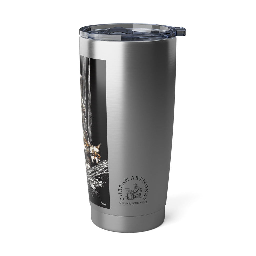 Nature and art with our Wolf and Cubs Travel Mug, Vagabond Tumbler, Original Art Cup, Wildlife Gift, Hand Drawn Coffee Container, Animal Lover Mug. Shop now!