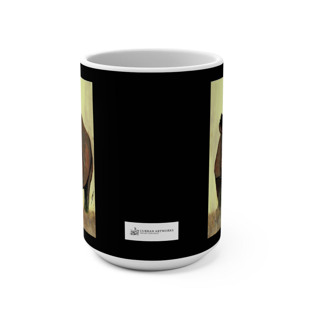 Rhino Art Mug - 15oz Ceramic Coffee Cup for Nature Lovers