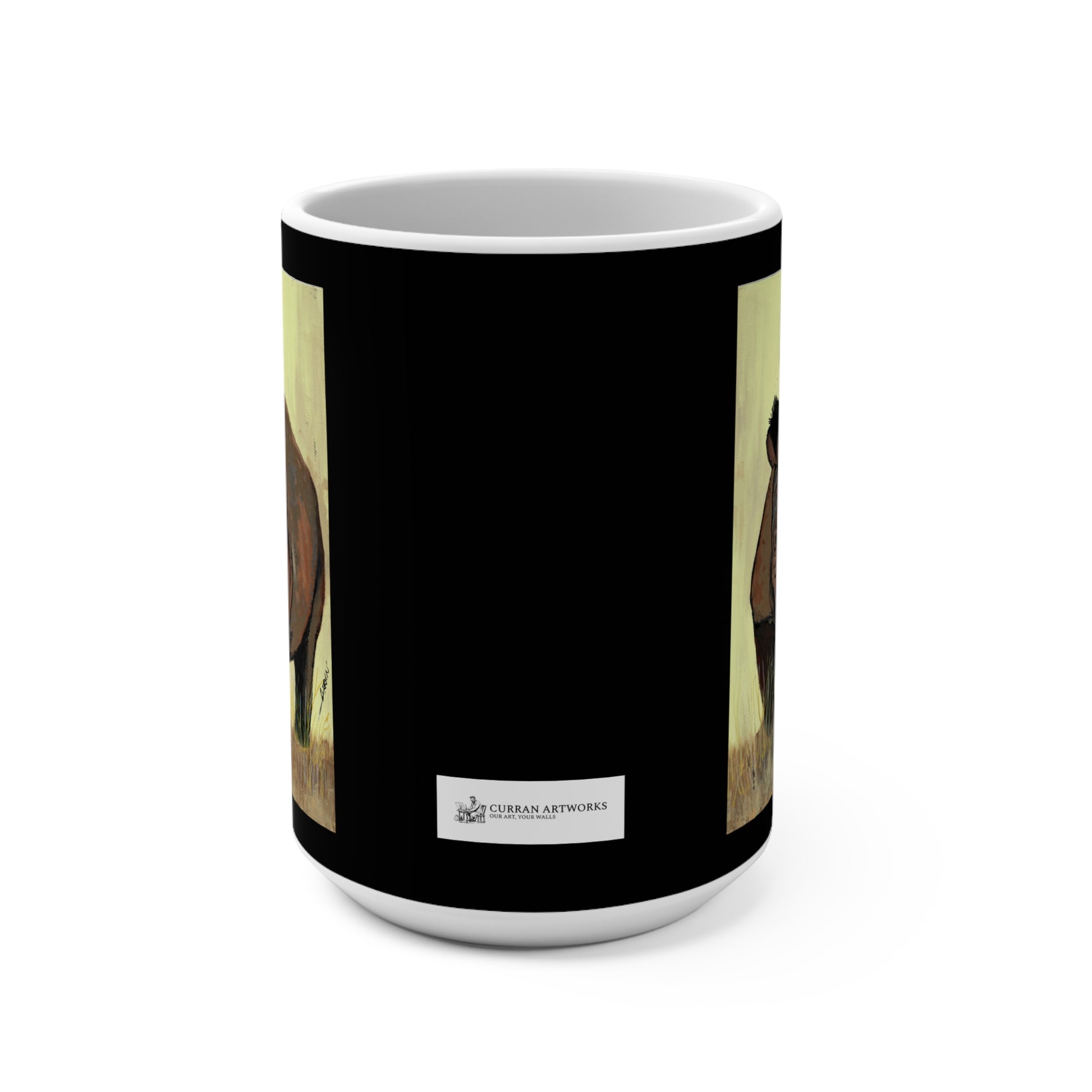 Rhino Art Mug - 15oz Ceramic Coffee Cup for Nature Lovers