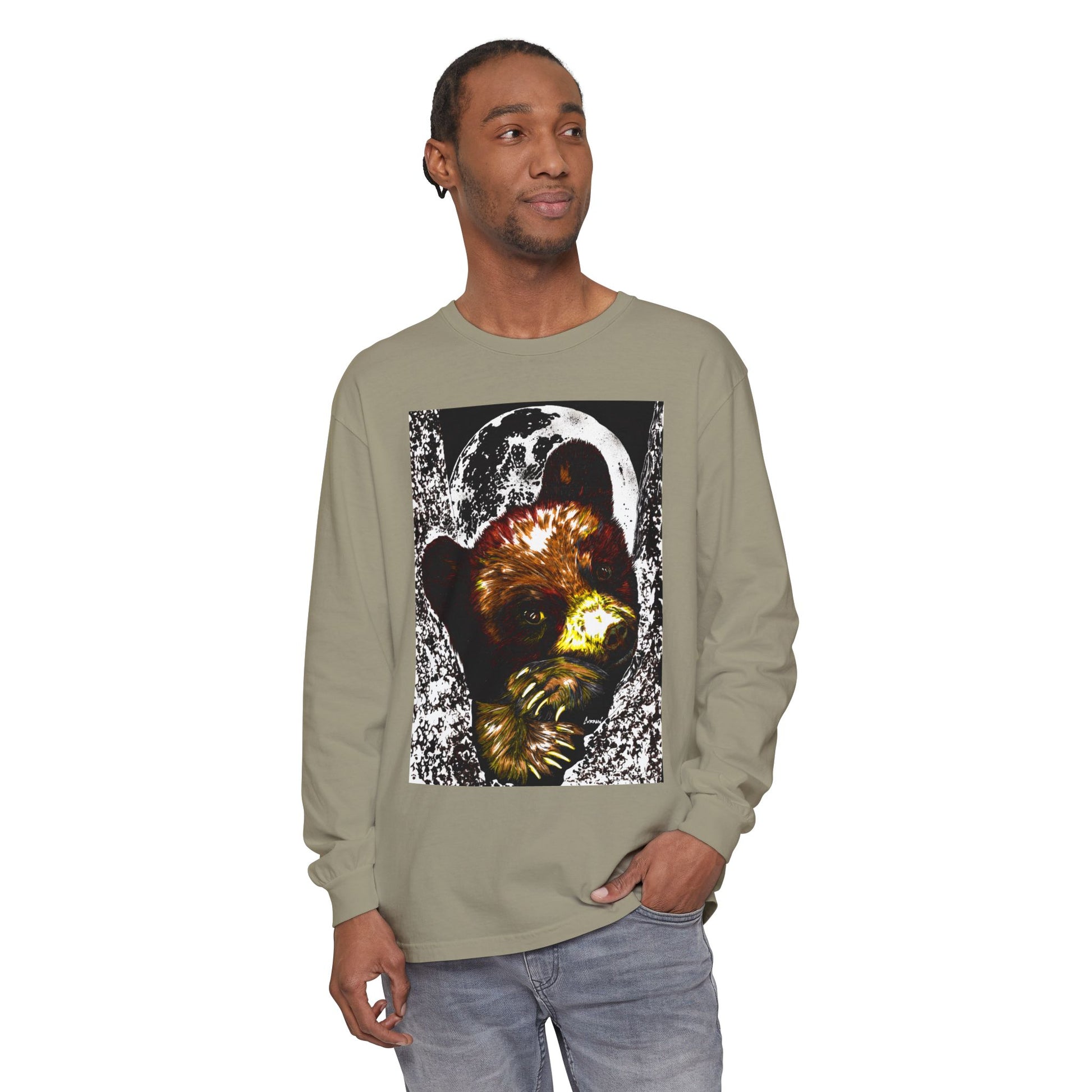 Moonlit Brown Bear Cub Unisex Long Sleeve T Shirt