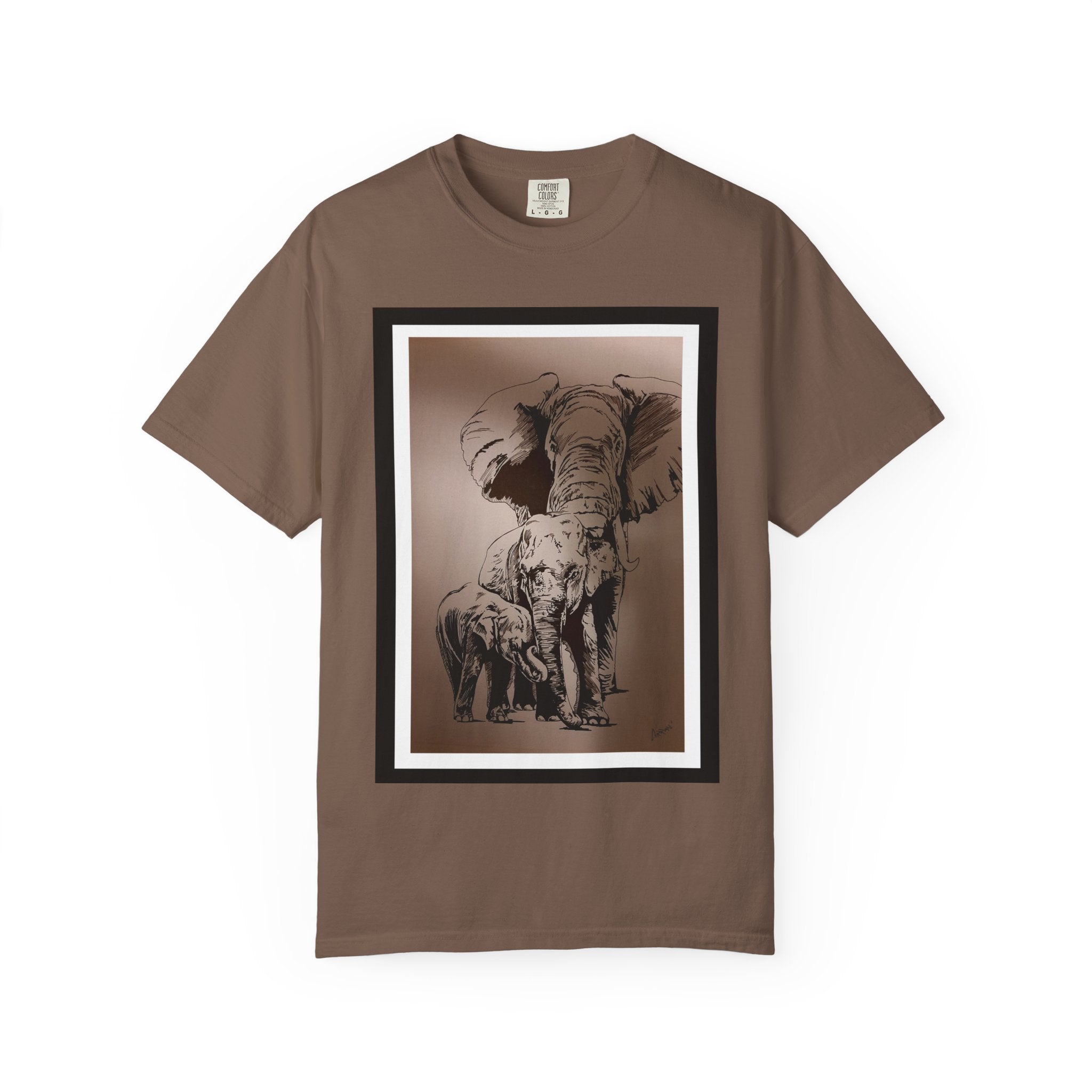 Elephant Family Garment-Dyed T-Shirt | Nature Lover's Tee