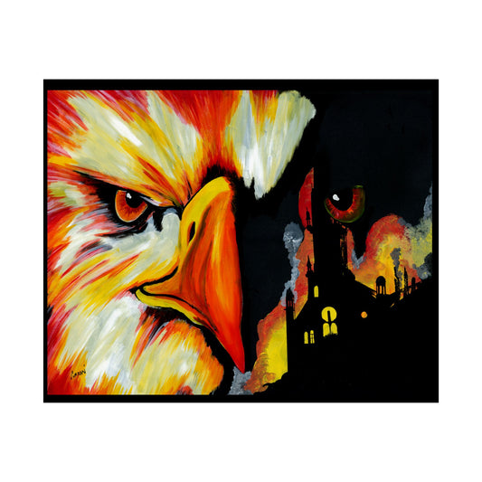 Phoenix Vibrant Satin Poster - Fierce Eagle Artwork