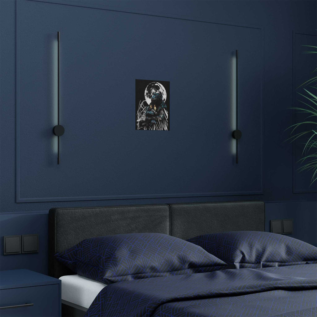 Satin Poster - Moonlit Gorilla and Child Embrace Art Print featuring the Hand Drawn, Original Animal Wall Art Poster by Kris Curran artist at Curran Artworks.
