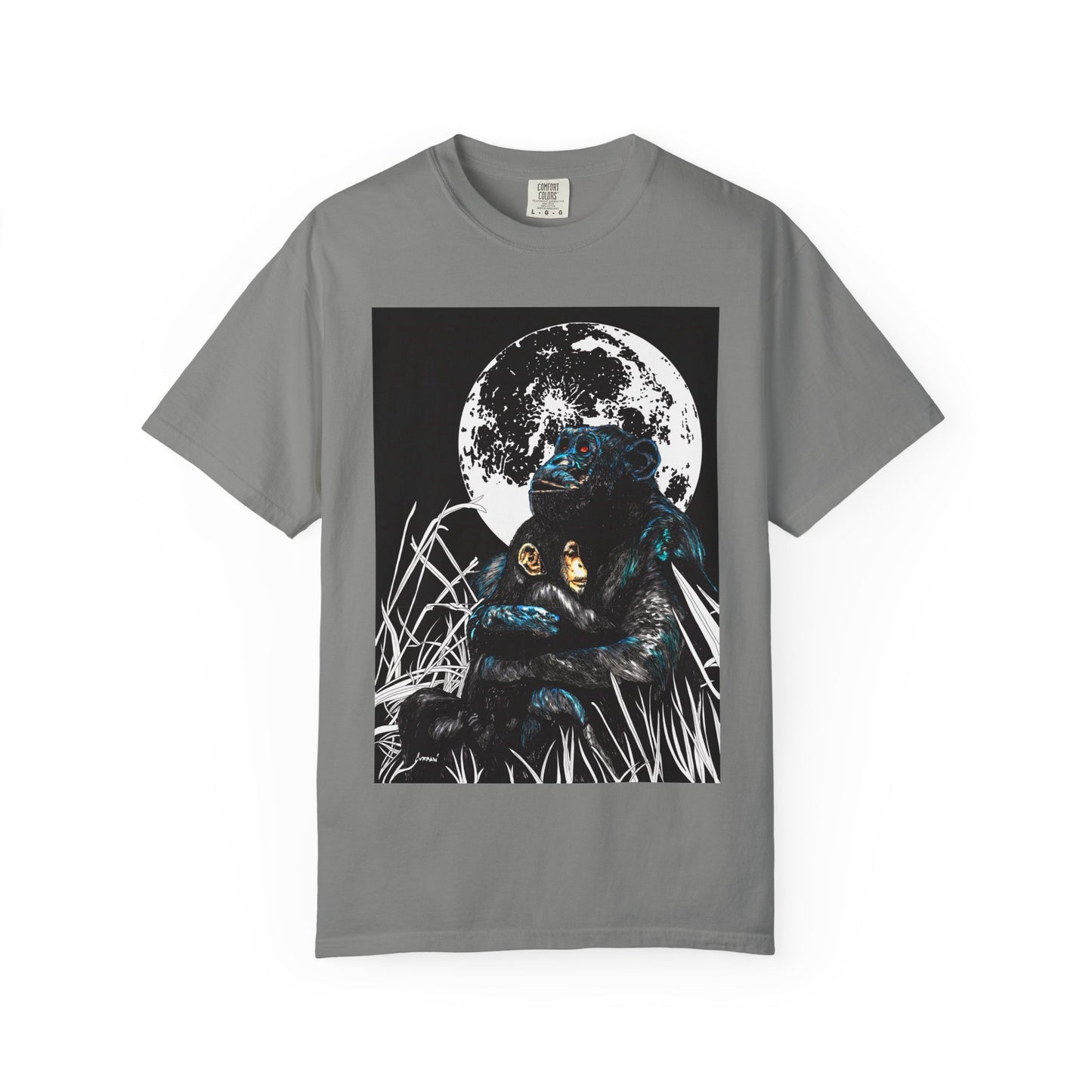 Moonlit Gorilla and Child Unisex Garment-Dyed T-Shirt