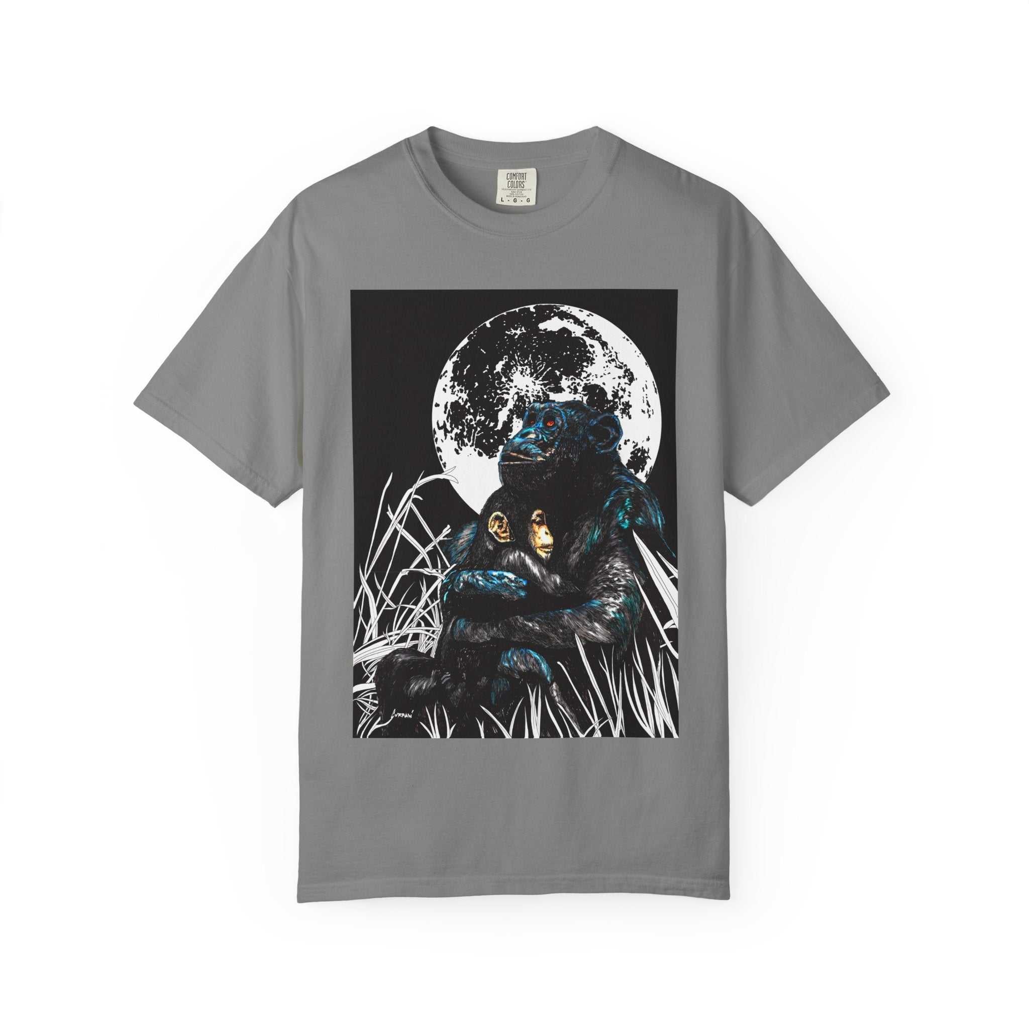 Moonlit Gorilla and Child Unisex Garment-Dyed T-Shirt