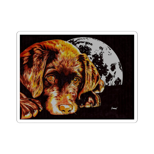 Adorable Chocolate Lab Puppy Moon Kiss-Cut Stickers