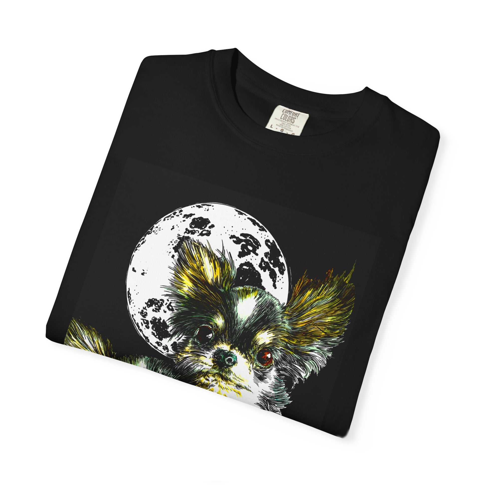 Cute Chihuahua Moon Night Unisex Garment-Dyed T-Shirt