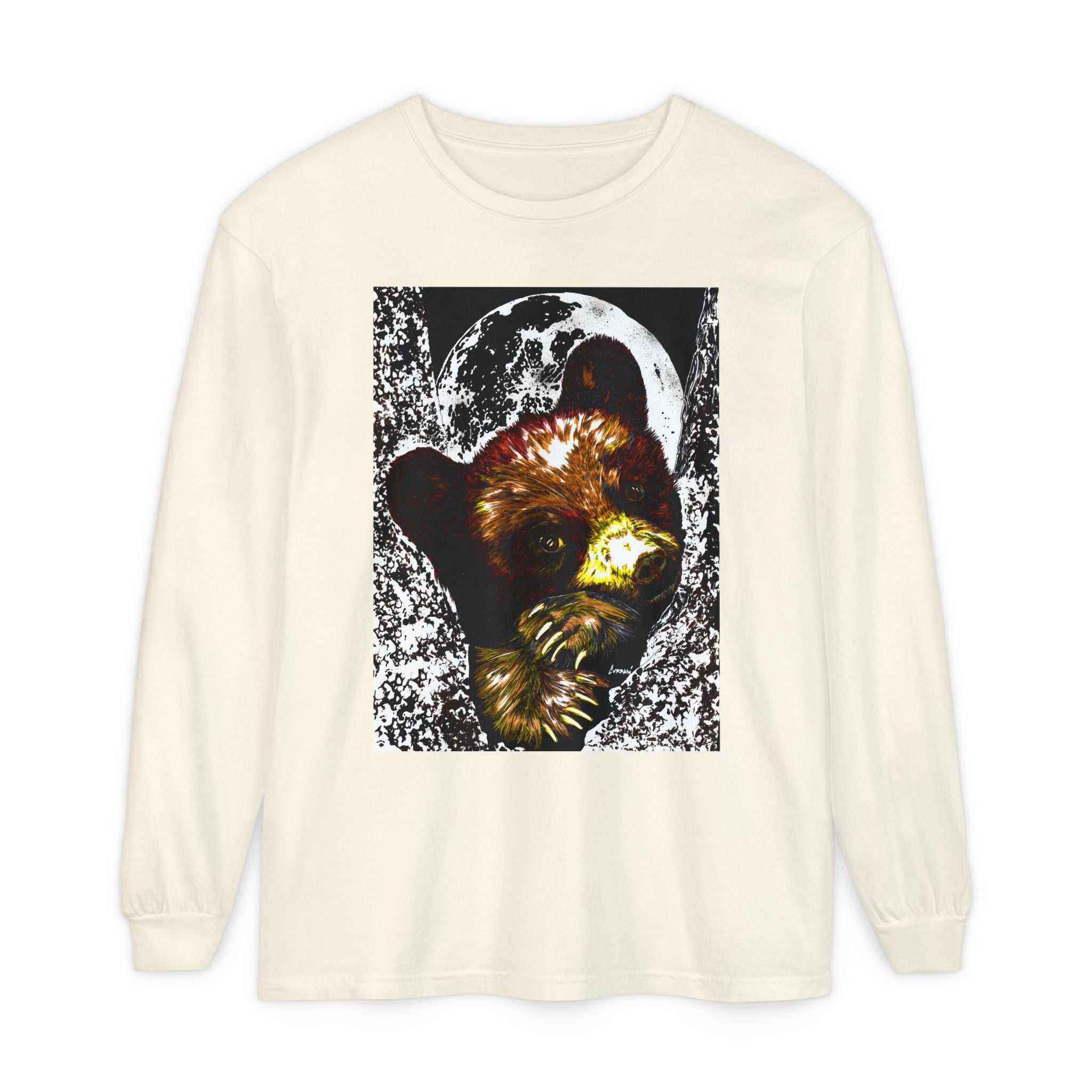 Moonlit Brown Bear Cub Unisex Long Sleeve T Shirt
