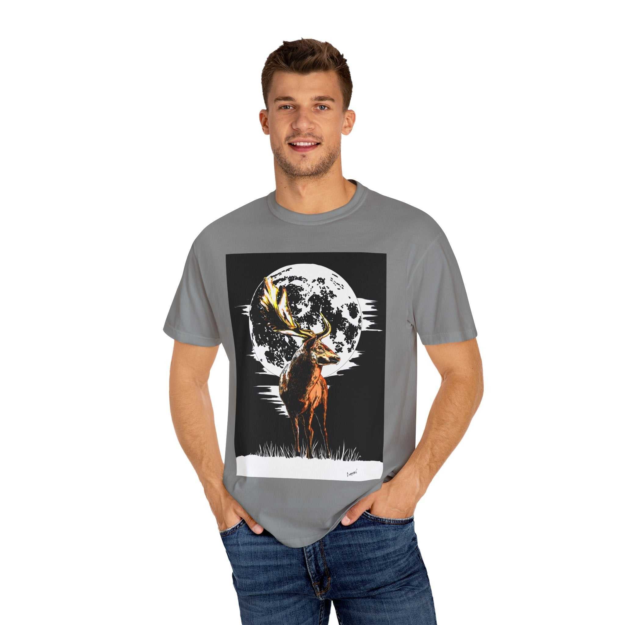 Moonlit Stag Unisex T-Shirt - Nature-Inspired Graphic Tee