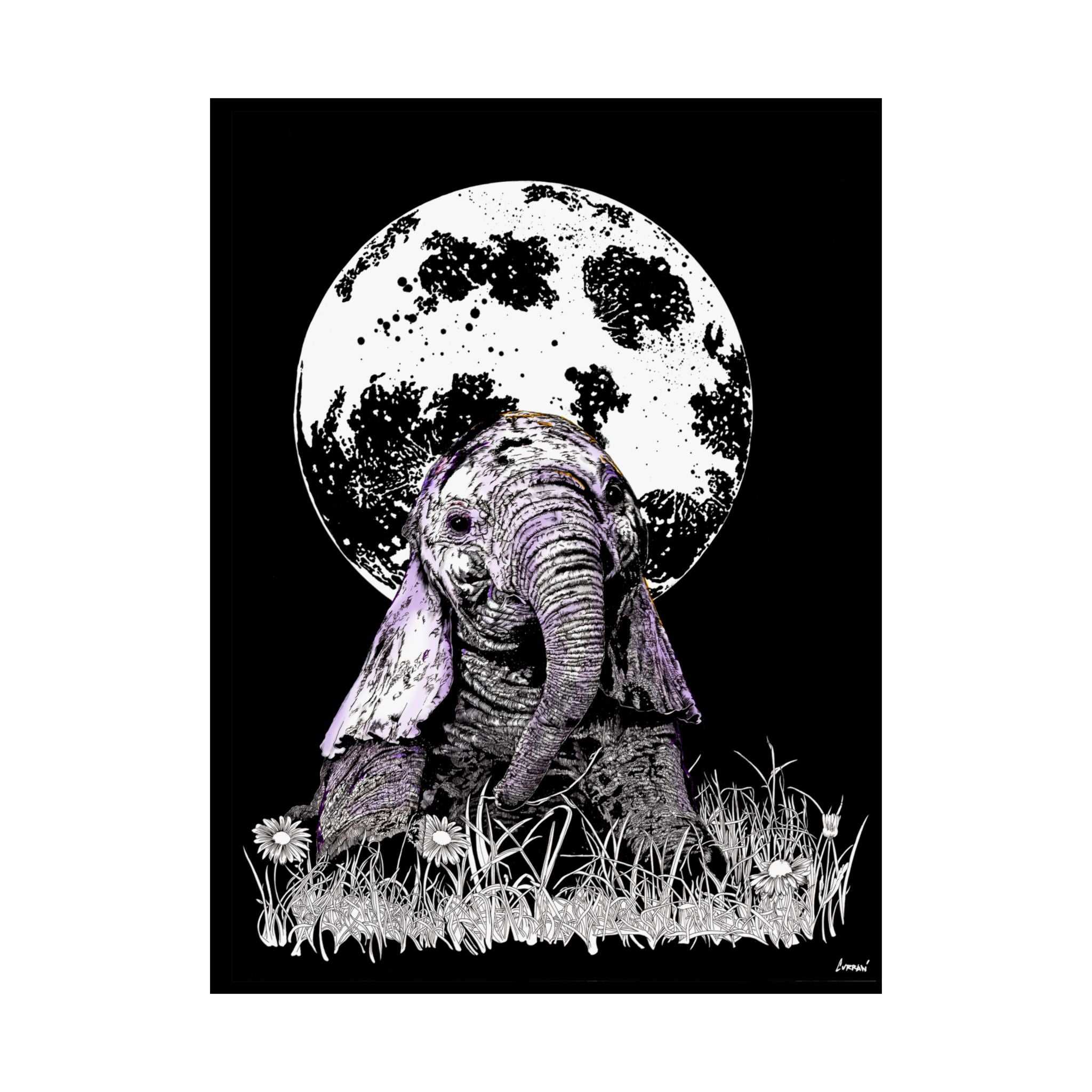 Baby Elephant Satin Poster | Art Print for Nursery Decor