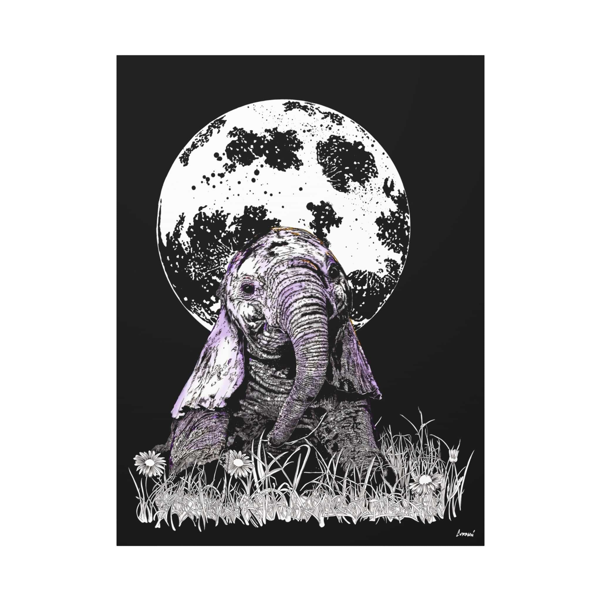 Baby Elephant Canvas Art, Print of Original hand drawn art