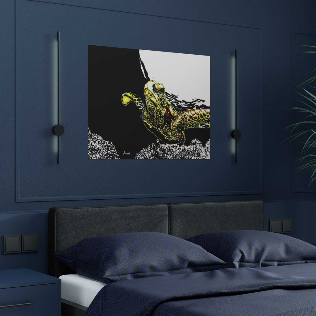 Transform your space with our stunning Sea Turtle Satin Poster, Vibrant Ocean Decor for Marine Life Enthusiasts for marine life into your home today!