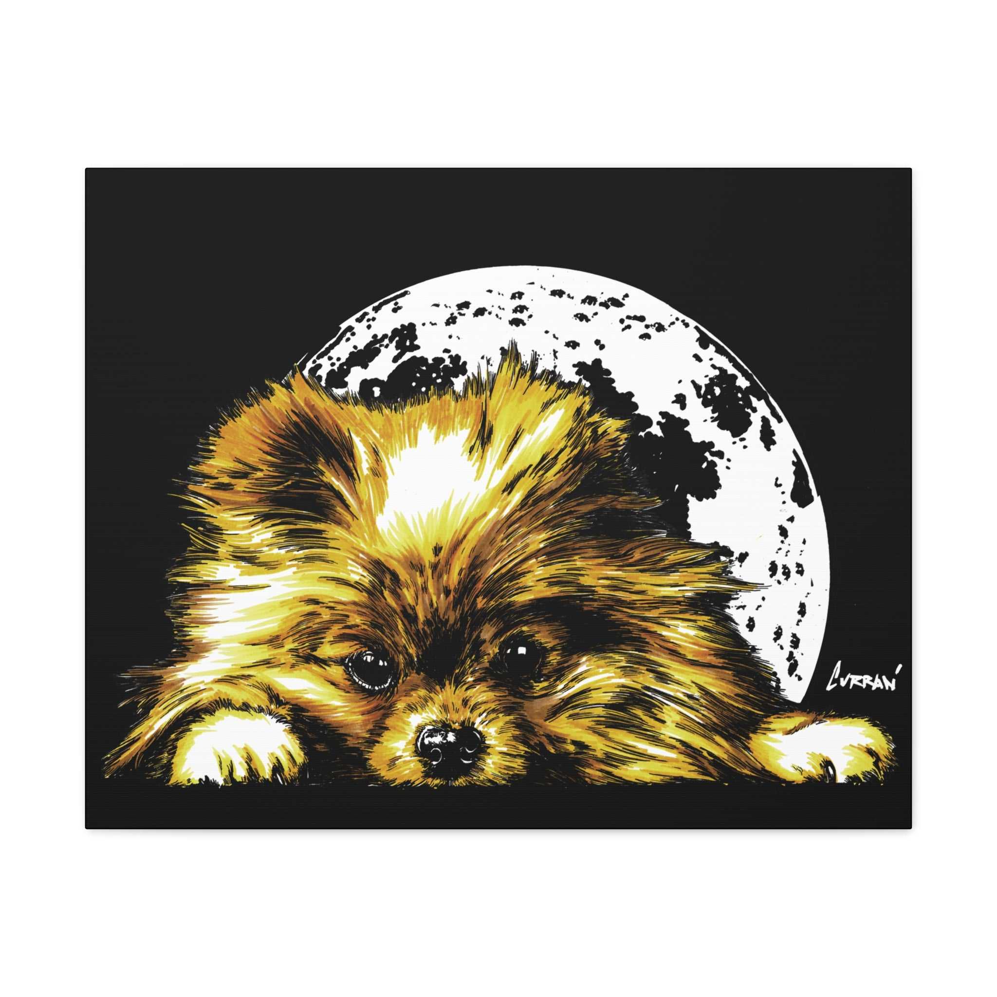 Pomeranian Moon Canvas Art Print- Dog Lover's Decor,