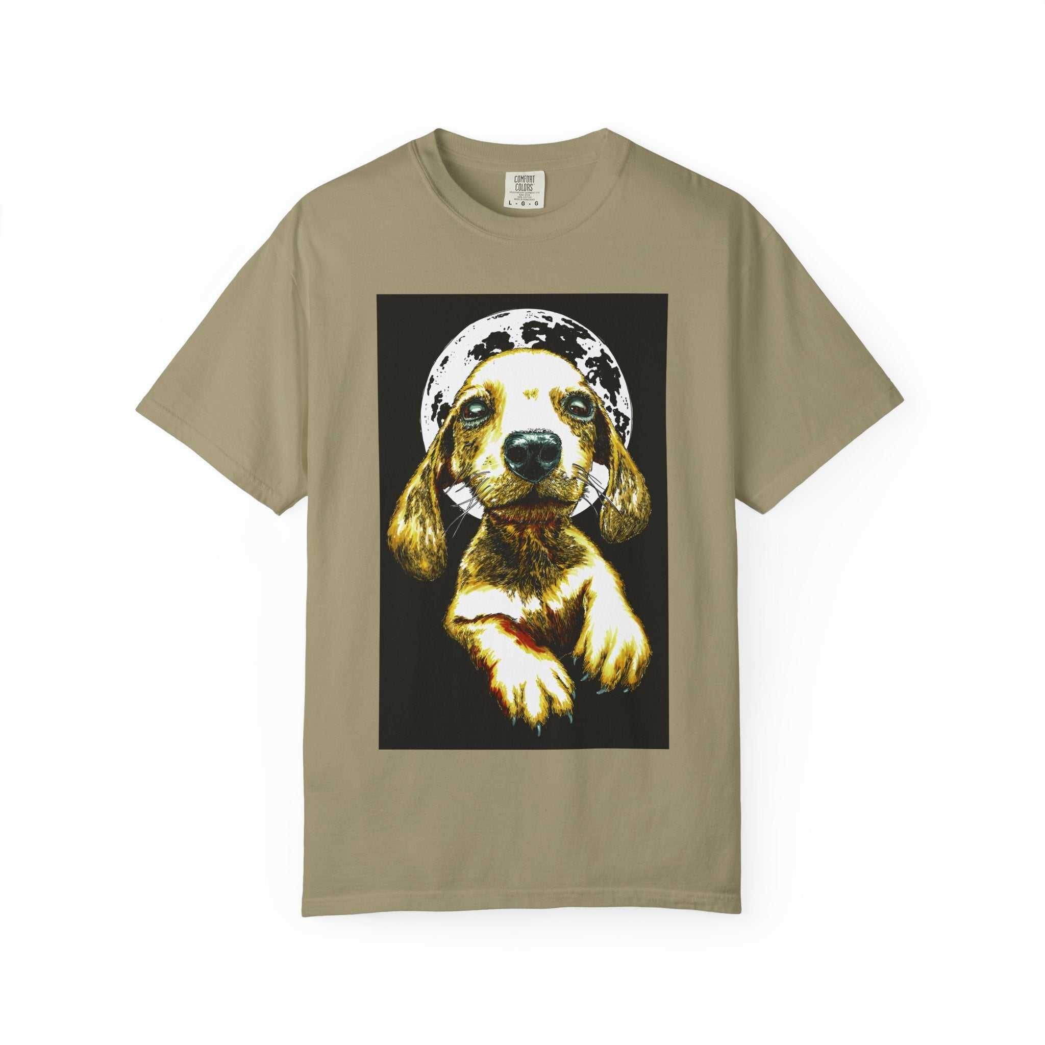 Shop our exclusive Unisex Garment-Dyed T-Shirt, Original Hand-Painted Puppy Art. Elevate your wardrobe with this unique piece!
