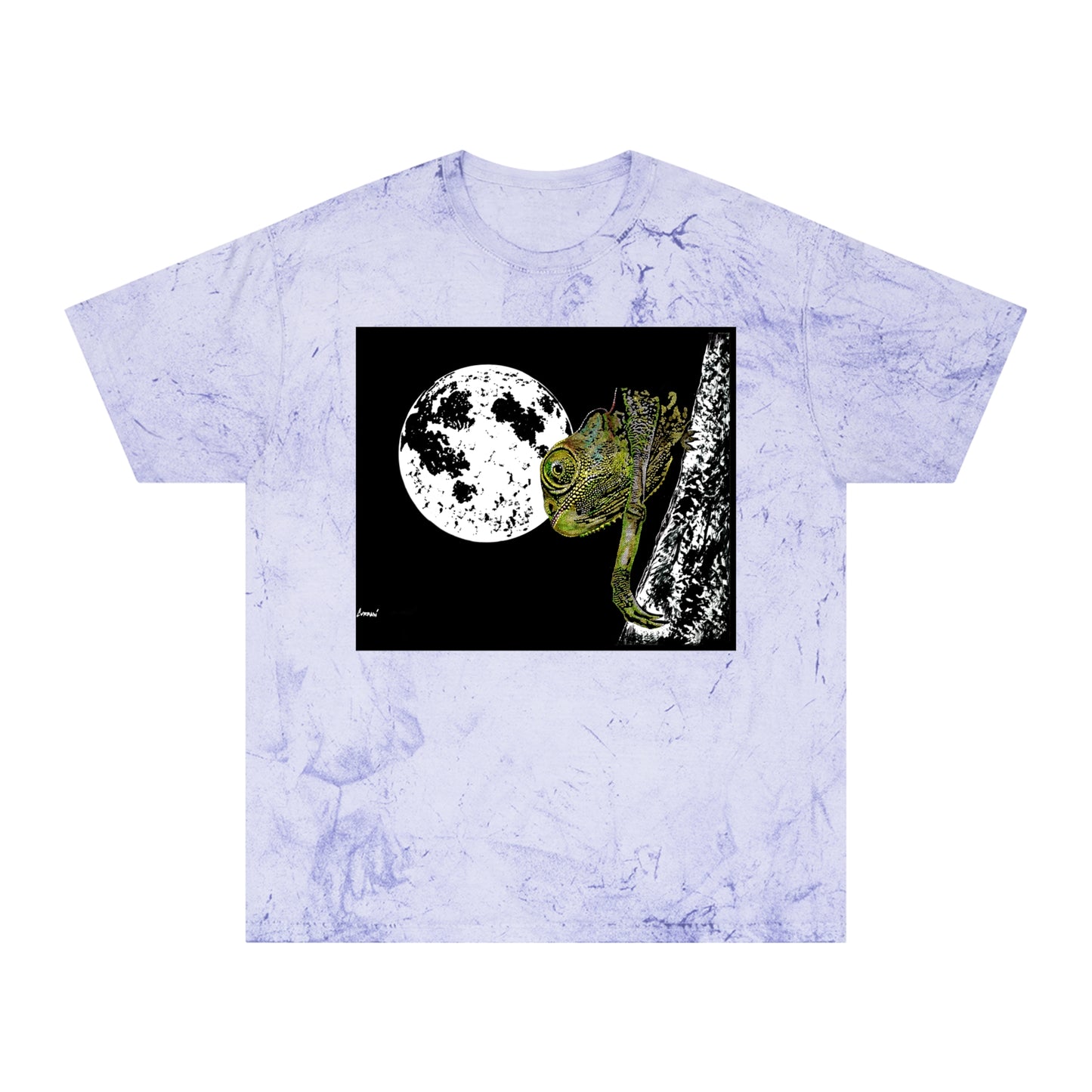 Moonlit Chameleon Unisex Color Blast T-Shirt, Eco-Friendly, Nature-Inspired