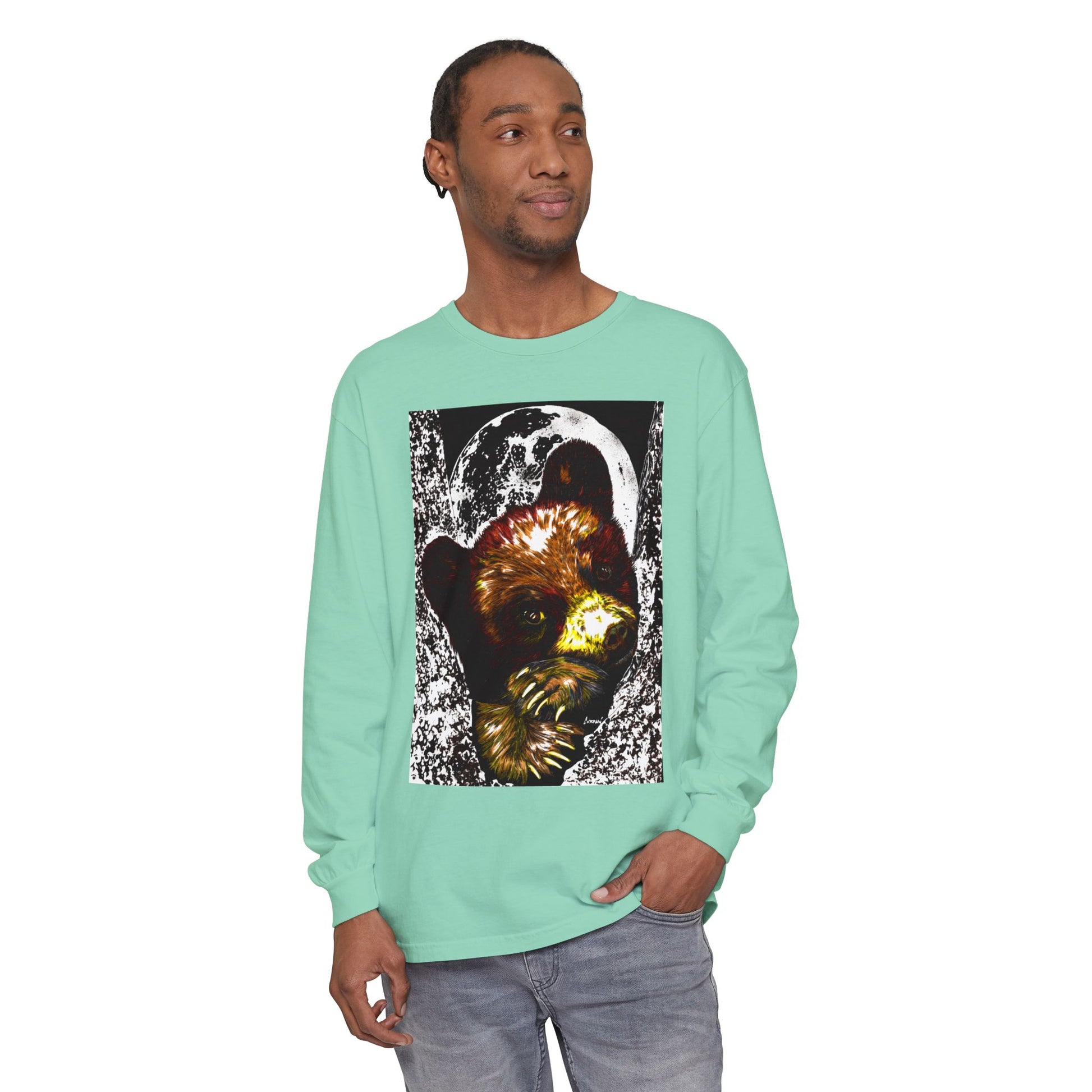 Moonlit Brown Bear Cub Unisex Long Sleeve T Shirt