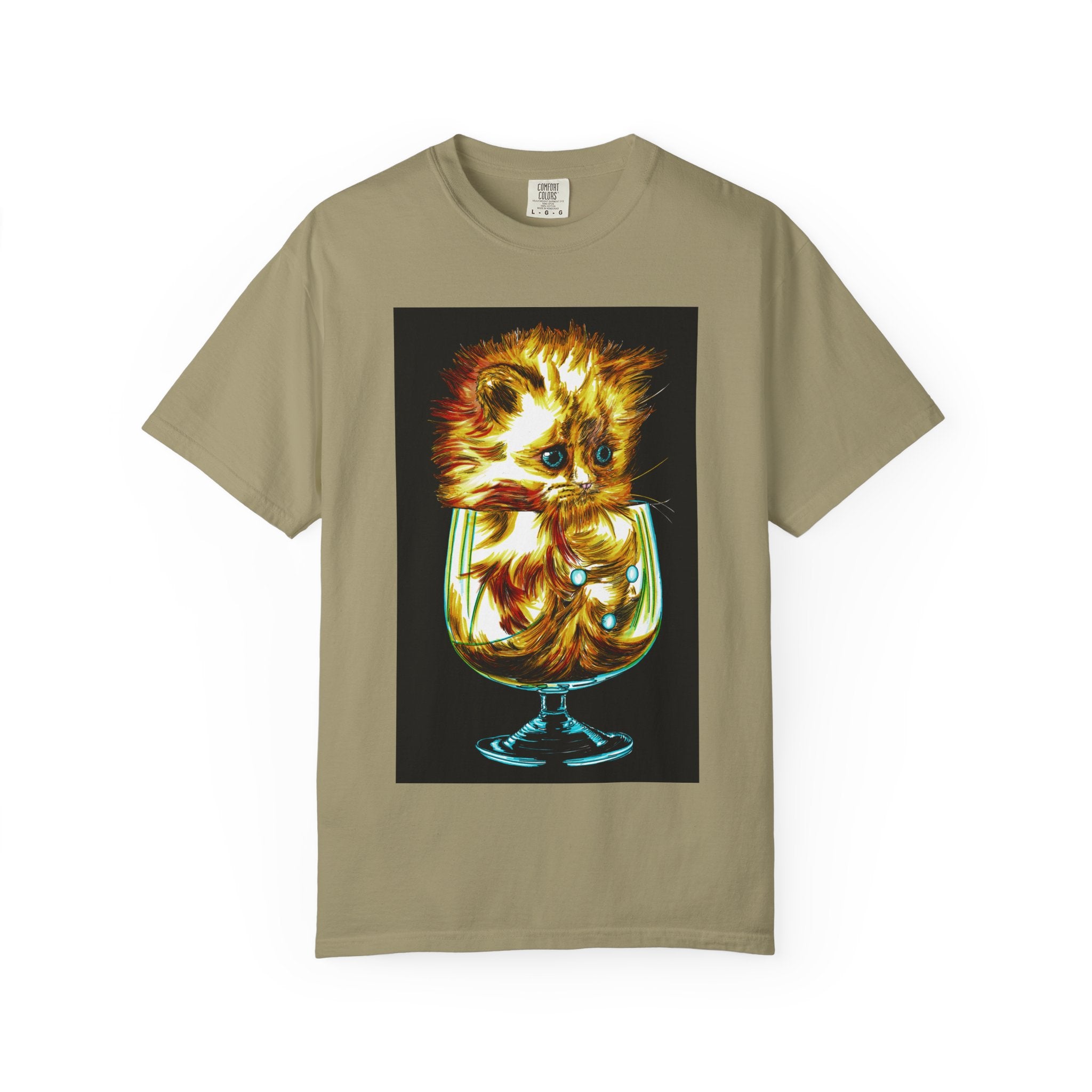 Kitten in a Glass Unisex T-shirt - Hand Drawn Art