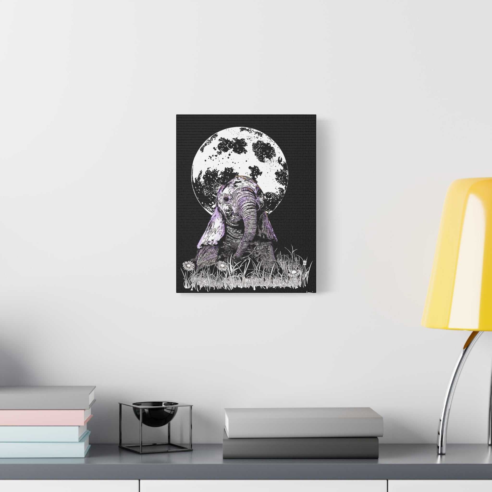 Baby Elephant Canvas Art, Print of Original hand drawn art