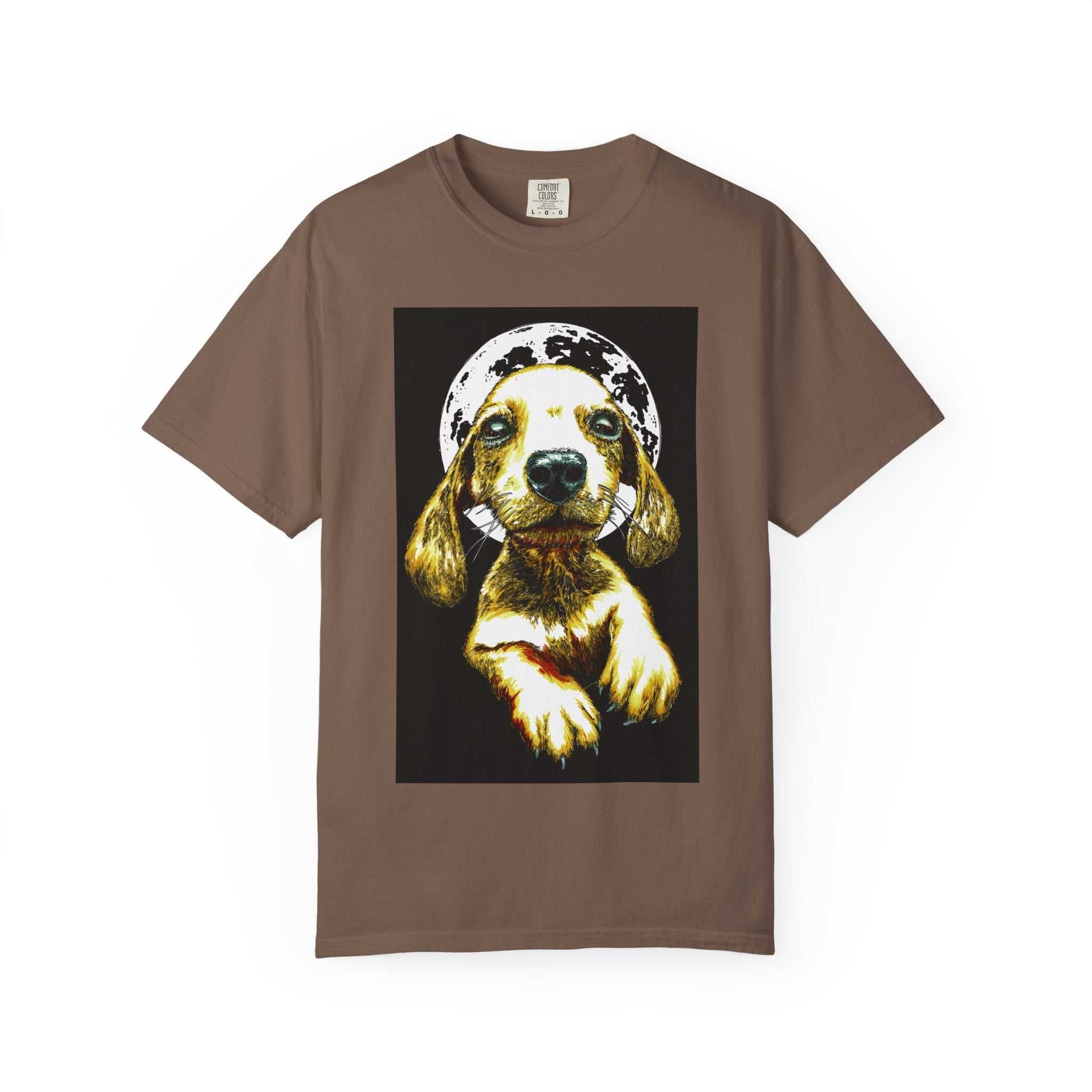 Shop our exclusive Unisex Garment-Dyed T-Shirt, Original Hand-Painted Puppy Art. Elevate your wardrobe with this unique piece!