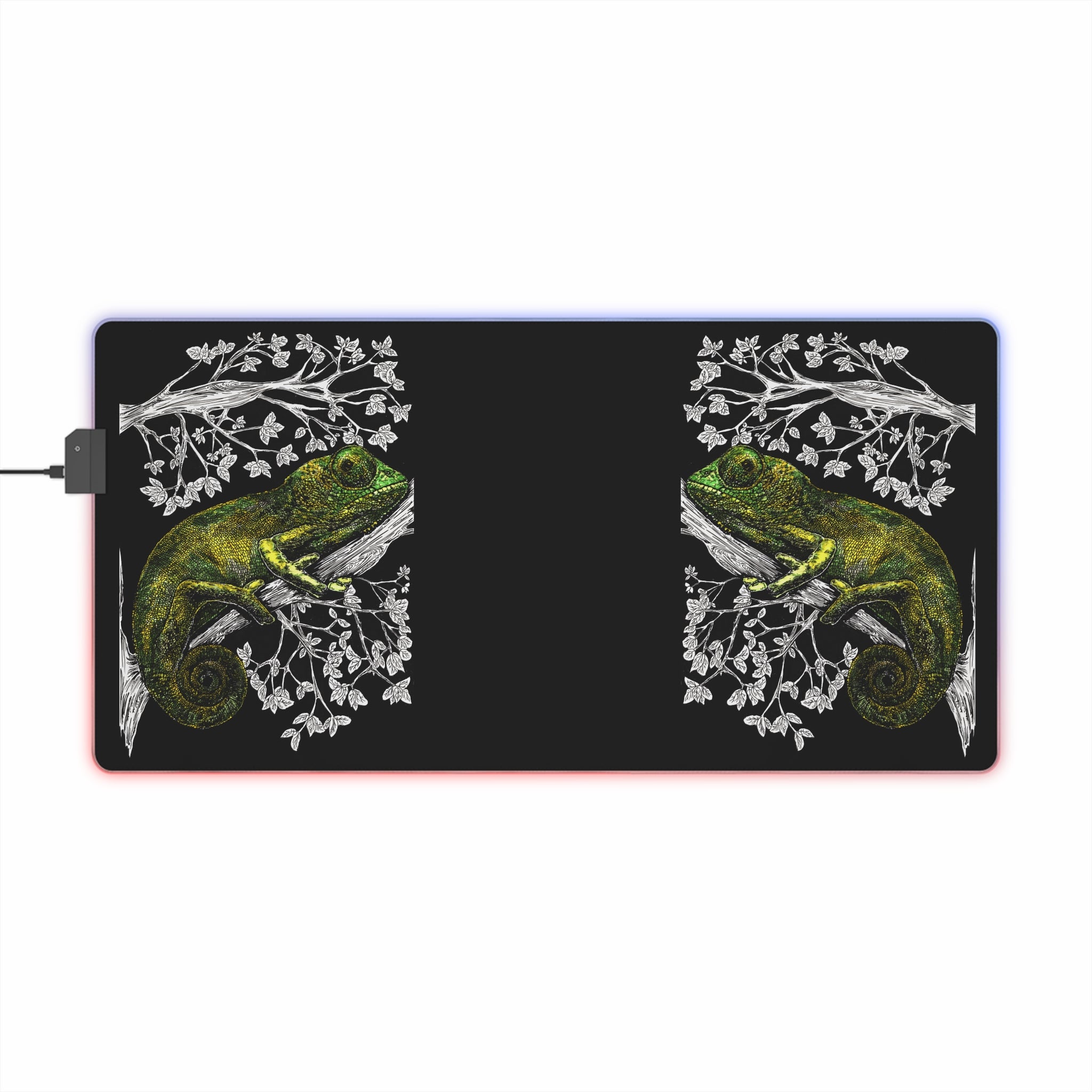 Chameleon LED gaming mouse pad with vibrant colors and dynamic RGB lighting for an enhanced gaming experience.