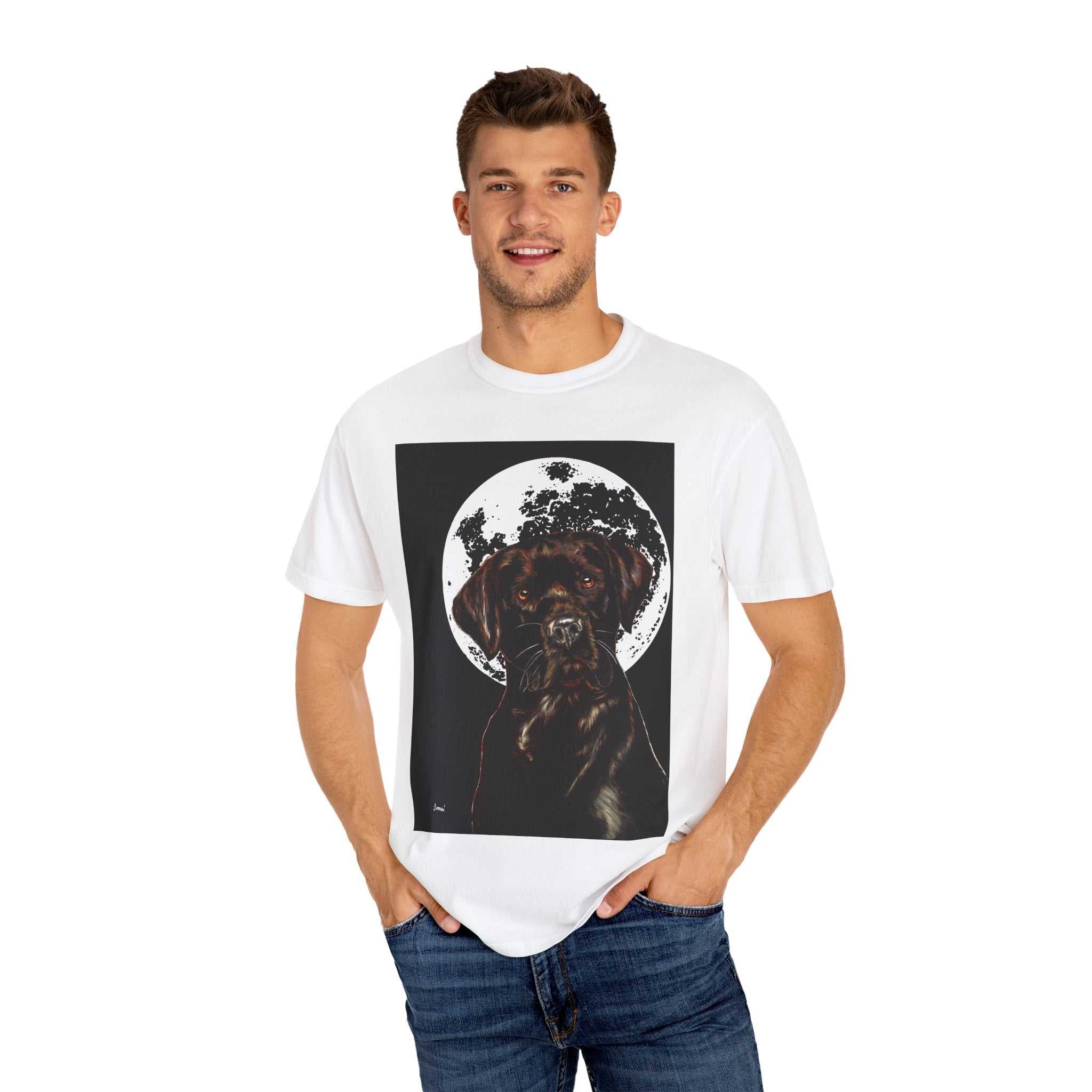 Moonlit Chocolate Lab Unisex Garment-Dyed T-Shirt