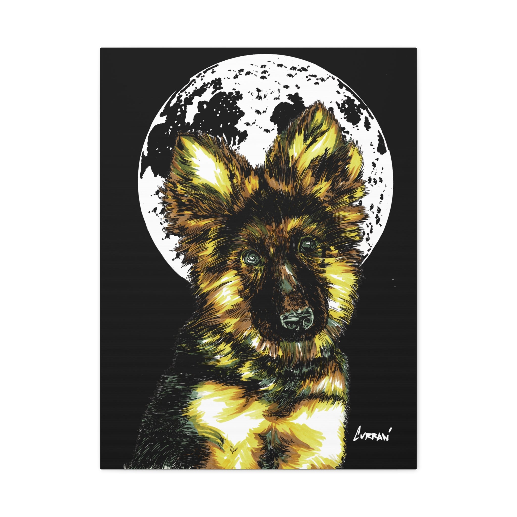 German Shepherd Puppy Print, Hand-Drawn Dog Art,