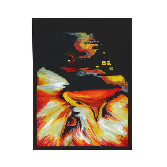 Vibrant Phoenix Velveteen Plush Blanket with Artistic Bird