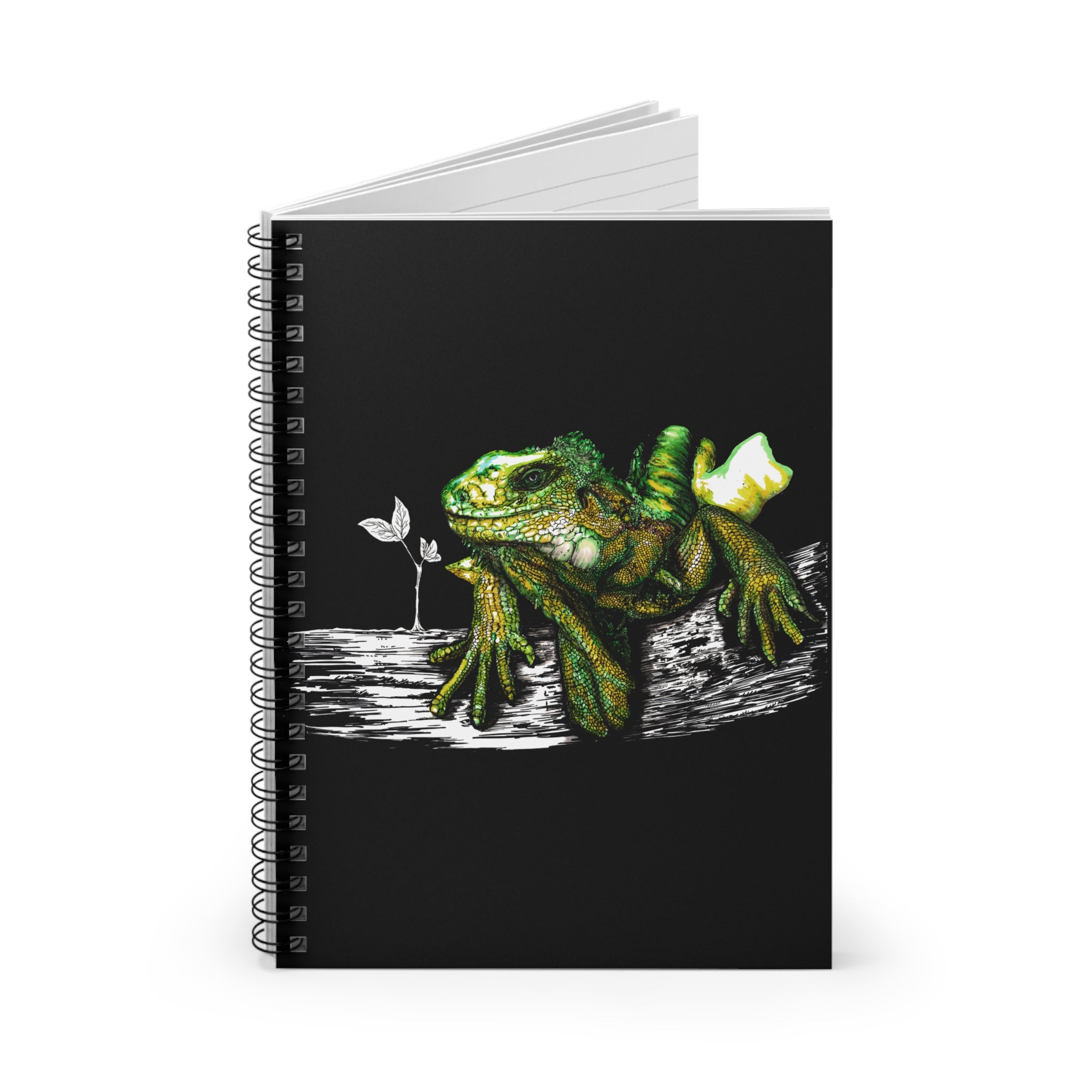 Iguana Spiral Notebook - Ruled Line, Hand Drawn Art Design