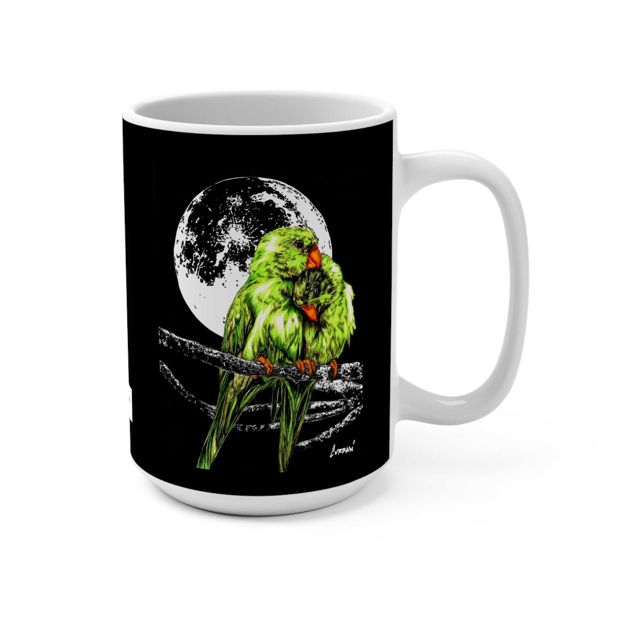 Add some love to your morning routine with our Romantic Parrot Mug - 15oz - Perfect Gift for Bird Lovers. Order now! Perfect for a Birthday or Christmas Gift!