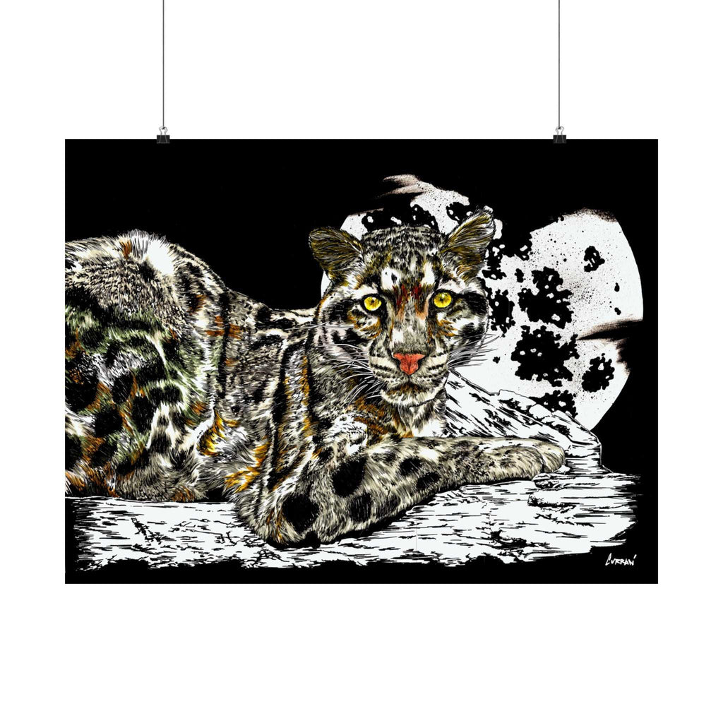 Majestic Snow Leopard Satin Poster, Art Print
