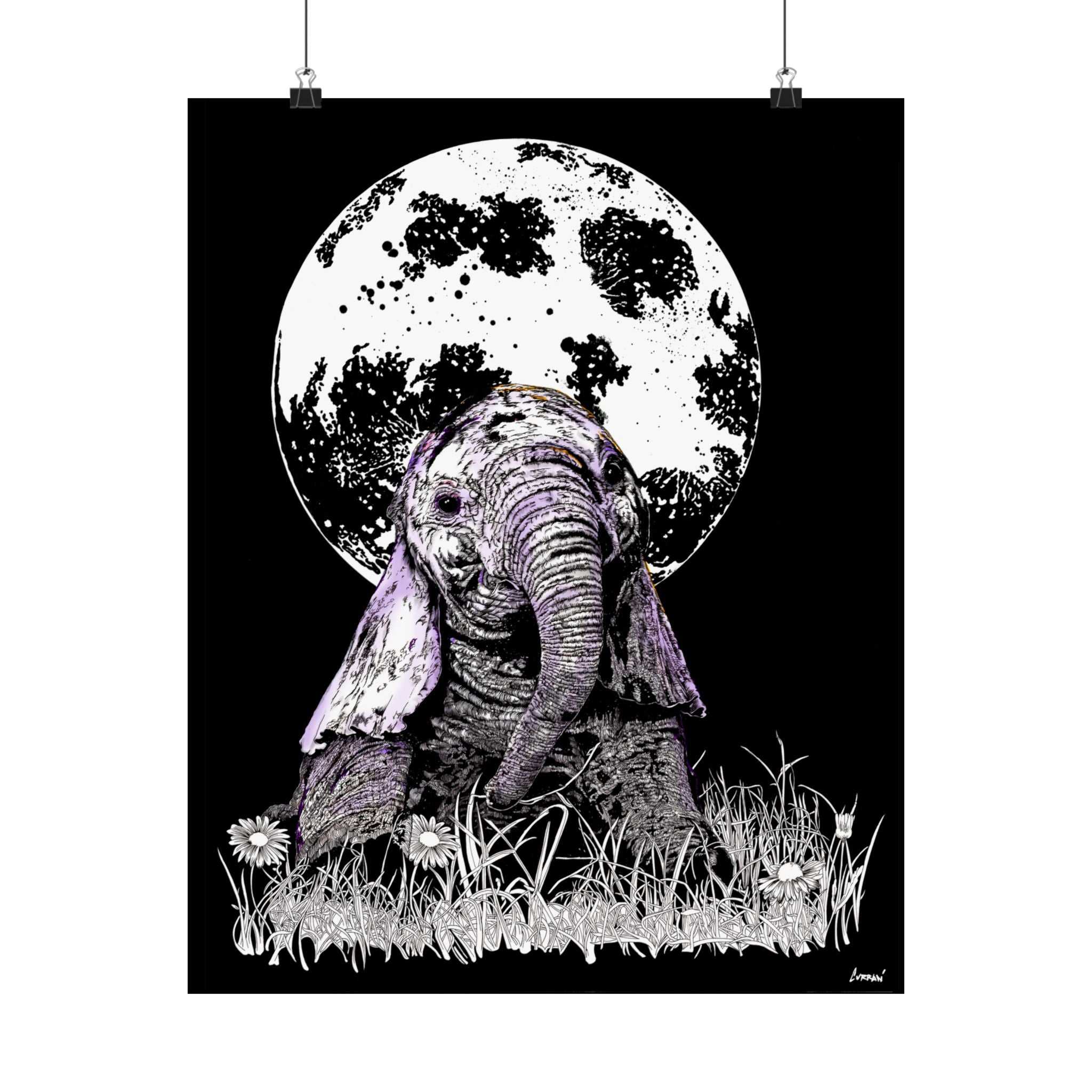 Baby Elephant Satin Poster | Art Print for Nursery Decor