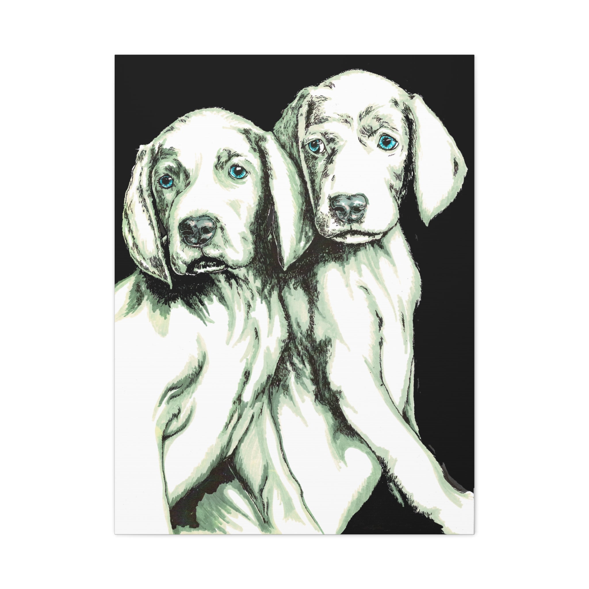 Two Puppies Art Canvas Print - Stretched Wall Decor