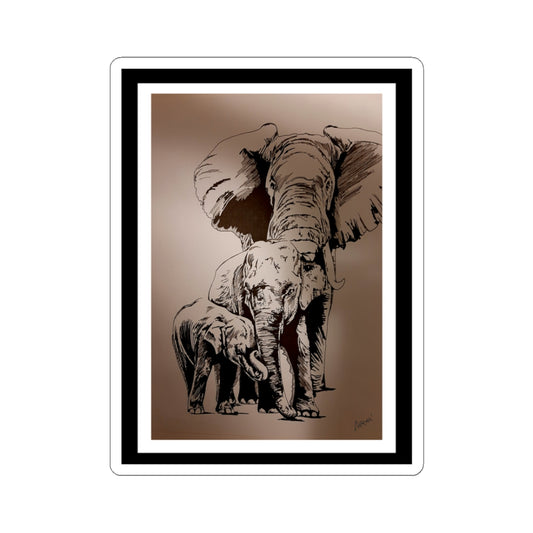 Elephant herd, Kiss-Cut Stickers of a family of Elephants