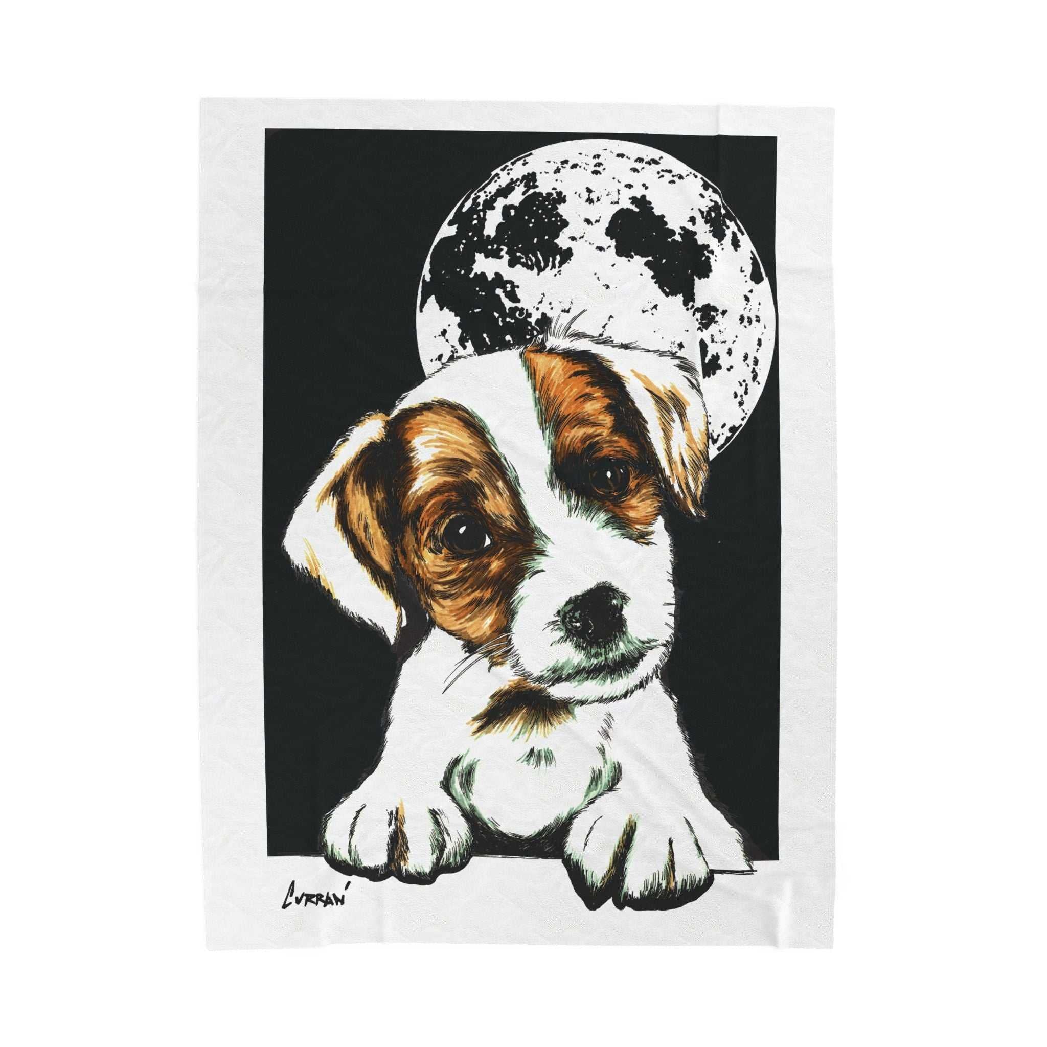 Adorable Beagle Moon Velveteen Plush Blanket
